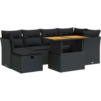 vidaXL 7-tlg. Garten-Sofagarnitur - Schwarz - Polyrattan vidaXL 7-tlg. Garten-Sofagarnitur - Schwarz - Polyrattan