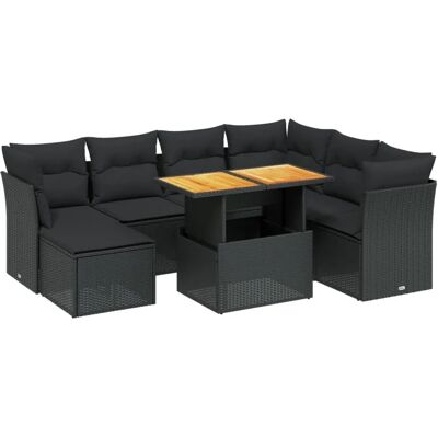 vidaXL 8-Tlg. Garten-Sofagarnitur - Beige, Schwarz, Wetterfest - Gartenmöbel-Set vidaXL 8-Tlg. Garten-Sofagarnitur - Beige, Schwarz, Wetterfest - Gartenmöbel-Set
