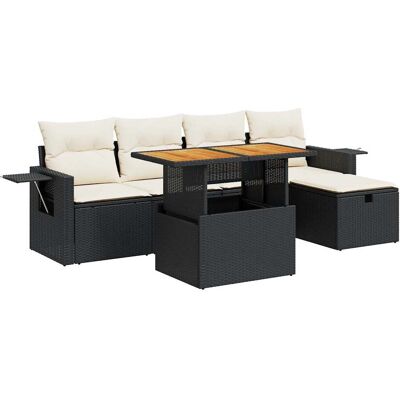 vidaXL 6-tlg. Garten-Sofagarnitur mit Kissen Schwarz - Polyrattan - Modular - Schwarz und Creme vidaXL 6-tlg. Garten-Sofagarnitur mit Kissen Schwarz - Polyrattan - Modular - Schwarz und Creme
