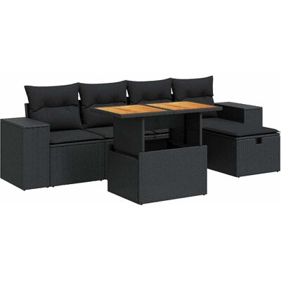 vidaXL 6-tlg. Garten-Sofagarnitur - Schwarz vidaXL 6-tlg. Garten-Sofagarnitur - Schwarz