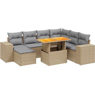 vidaXL Buitenmeubelset - Beigem, Zwart, Grijs - Tuinbank vidaXL Buitenmeubelset - Beigem, Zwart, Grijs - Tuinbank