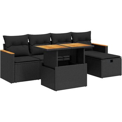 vidaXL 6-tlg. Garten-Sofagarnitur mit Kissen Schwarz vidaXL 6-tlg. Garten-Sofagarnitur mit Kissen Schwarz