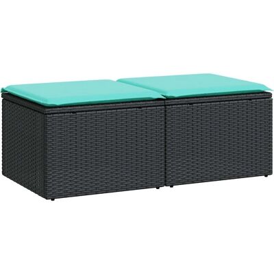 vidaXL Conjunto de sofá de jardim com almofadas 2 peças Poliratã Preto - Conjunto de jardim vidaXL Conjunto de sofá de jardim com almofadas 2 peças Poliratã Preto - Conjunto de jardim