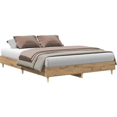 vidaXL Bettgestell - 150x200cm, Artisan-Eiche, Stabile Beine - Bettgestell vidaXL Bettgestell - 150x200cm, Artisan-Eiche, Stabile Beine - Bettgestell