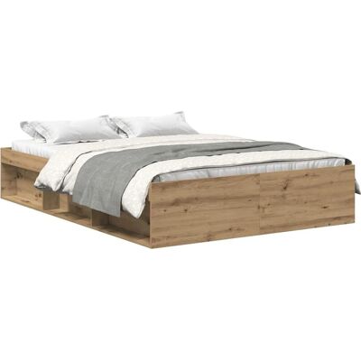 vidaXL Bed Frame Artisan Oak - Wooden Bed Base for 140x200 cm Mattress vidaXL Bed Frame Artisan Oak - Wooden Bed Base for 140x200 cm Mattress