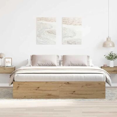 vidaXL Artisan-Eiche 200x200cm Bettgestell - Robuste Unterstützung vidaXL Artisan-Eiche 200x200cm Bettgestell - Robuste Unterstützung