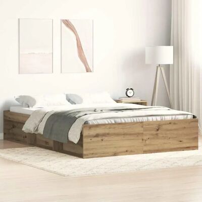 vidaXL Bettgestell Artisan-Eiche, 140x190 cm - Bettgestell vidaXL Bettgestell Artisan-Eiche, 140x190 cm - Bettgestell
