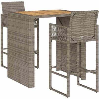 vidaXL 3-tlg. Gartenbar-Set ohne Kissen - Grau - Outdoormöbel vidaXL 3-tlg. Gartenbar-Set ohne Kissen - Grau - Outdoormöbel