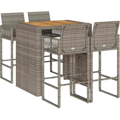 vidaXL Gartenbar-Set - 5-tlg. Poly Rattan Grau vidaXL Gartenbar-Set - 5-tlg. Poly Rattan Grau