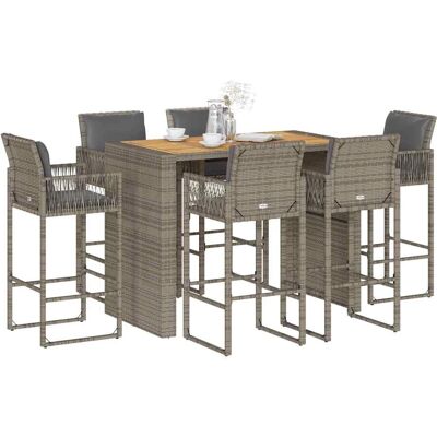 vidaXL Gartentisch-Set mit Kissen - 7 Stück - Grau vidaXL Gartentisch-Set mit Kissen - 7 Stück - Grau