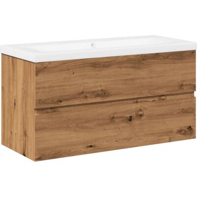 vidaXL Soubord met waskom van eikenhout - Badkamer opbergruimte met ingebouwd bassin vidaXL Soubord met waskom van eikenhout - Badkamer opbergruimte met ingebouwd bassin