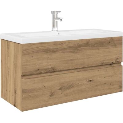 vidaXL Meuble lavabo en chêne artisanal - Avec robinet et rangement vidaXL Meuble lavabo en chêne artisanal - Avec robinet et rangement