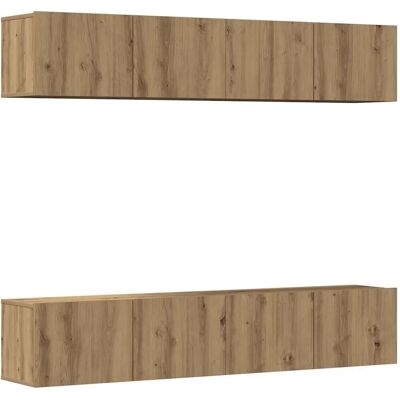 vidaXL Wandmontage TV-kast - 4 stuks - Artisan eikenhout - Modern ontwerp vidaXL Wandmontage TV-kast - 4 stuks - Artisan eikenhout - Modern ontwerp