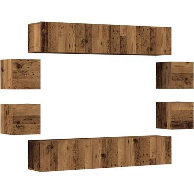 vidaXL 8-tlg. Wandmontierte TV-Schrank-Set - Rustik Stil vidaXL 8-tlg. Wandmontierte TV-Schrank-Set - Rustik Stil