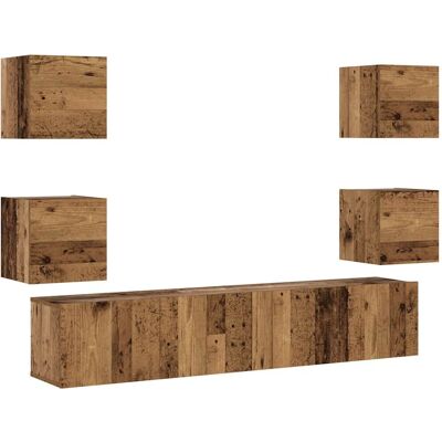 VidaXL Wandmontierte TV-Schränke - 6 Stück Alt Holz - TV-Schrank VidaXL Wandmontierte TV-Schränke - 6 Stück Alt Holz - TV-Schrank