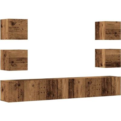 vidaXL Wandmontierte TV-Schrank - 6 Stück, Altes Holz, Moderner Stil vidaXL Wandmontierte TV-Schrank - 6 Stück, Altes Holz, Moderner Stil