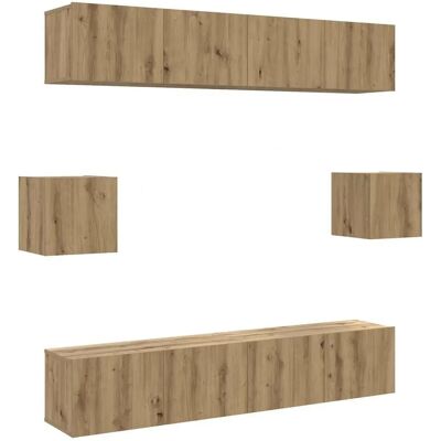 vidaXL Wandmontiertes Eichen 6-teiliges TV-Möbel-Set vidaXL Wandmontiertes Eichen 6-teiliges TV-Möbel-Set