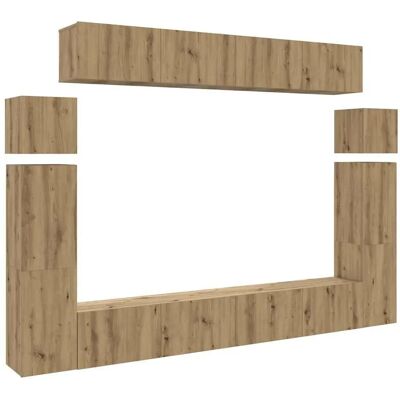 vidaXL Wandmontiertes TV-Möbelset - Artisan Eiche - Platzsparend vidaXL Wandmontiertes TV-Möbelset - Artisan Eiche - Platzsparend