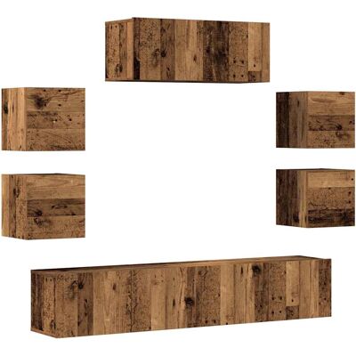 vidaXL Conjunto de mueble de tv 7 piezas madera vieja - Mueble de TV vidaXL Conjunto de mueble de tv 7 piezas madera vieja - Mueble de TV