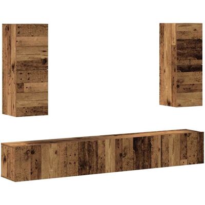 vidaXL Wandmontiertes TV-Möbel-Set aus Altholz - TV-Schrank/Entertainment-Center vidaXL Wandmontiertes TV-Möbel-Set aus Altholz - TV-Schrank/Entertainment-Center