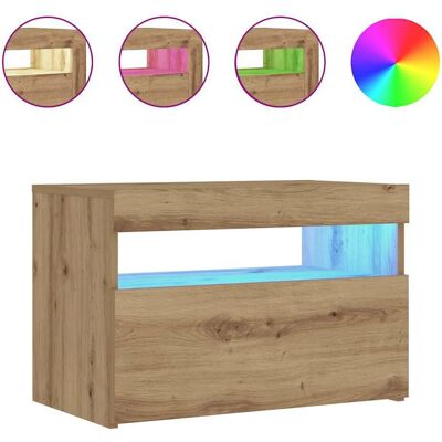 vidaXL Nachttisch aus Eiche mit LED - Nachttisch vidaXL Nachttisch aus Eiche mit LED - Nachttisch