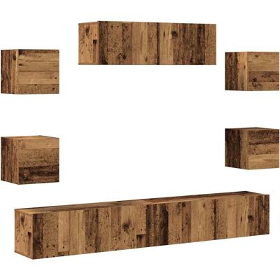 vidaXL 3329209 Wandmontiertes TV-Schrank-Set aus Altholz - TV Möbel vidaXL 3329209 Wandmontiertes TV-Schrank-Set aus Altholz - TV Möbel