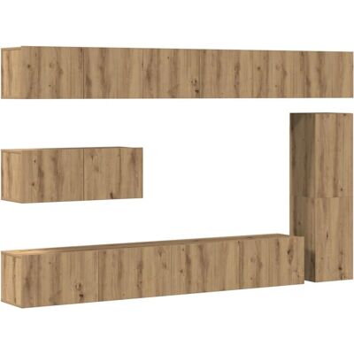 vidaXL Wandmontiertes 7-teiliges Eichen TV-Set vidaXL Wandmontiertes 7-teiliges Eichen TV-Set