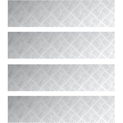 vidaXL Aluminium-Schachbrett-Treppenstufen - 4 Stück - Silber vidaXL Aluminium-Schachbrett-Treppenstufen - 4 Stück - Silber