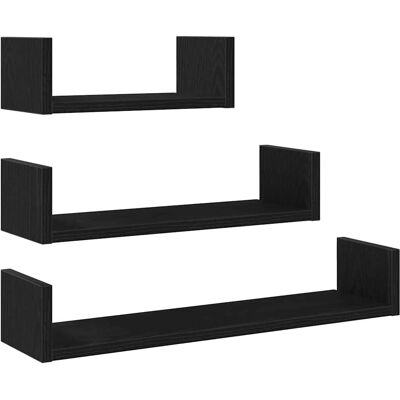 vidaXL Wandregale 3 Stück Schwarz Eichen-Optik Holz vidaXL Wandregale 3 Stück Schwarz Eichen-Optik Holz