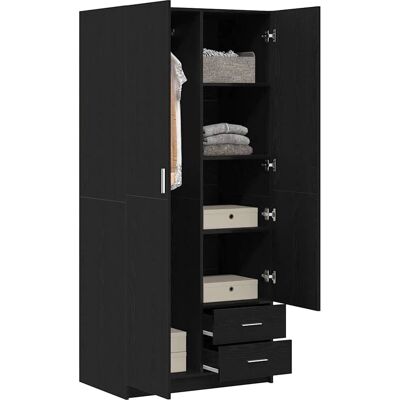 vidaXL Sort Eg Skab - 80x52x180 cm Moderne Opbevaringsmøbel vidaXL Sort Eg Skab - 80x52x180 cm Moderne Opbevaringsmøbel