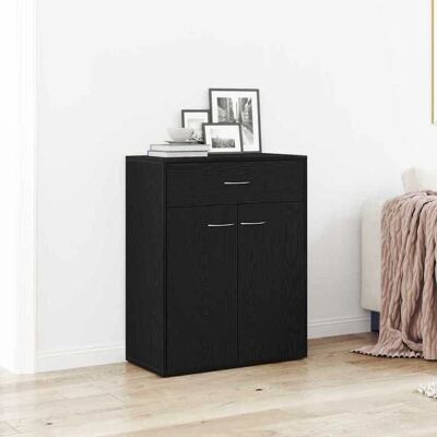vidaXL Schwarzes Eichen Sideboard - Moderner Stauraum vidaXL Schwarzes Eichen Sideboard - Moderner Stauraum