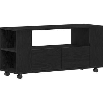 vidaXL TV-Schrank mit Rollen Schwarz Eichen-Optik - TV-Möbel vidaXL TV-Schrank mit Rollen Schwarz Eichen-Optik - TV-Möbel