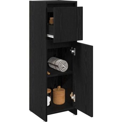 vidaXL Schwarzer Badezimmer Schrank 30x30x95 cm - Badmöbel vidaXL Schwarzer Badezimmer Schrank 30x30x95 cm - Badmöbel