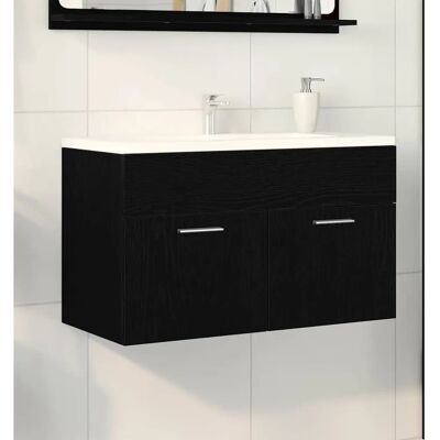 vidaXL Naścienna szafka łazienkowa z lustrem Czarny dąb 80x38,5x46cm vidaXL Naścienna szafka łazienkowa z lustrem Czarny dąb 80x38,5x46cm