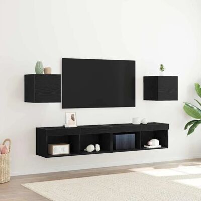 vidaXL TV-Schranksystem Set aus 2 Schwarze Eiche Holz - TV-Set vidaXL TV-Schranksystem Set aus 2 Schwarze Eiche Holz - TV-Set