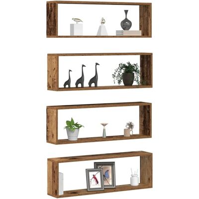 vidaXL Wandregal Set von 4 - Vintage Holz - 80x15x26cm vidaXL Wandregal Set von 4 - Vintage Holz - 80x15x26cm