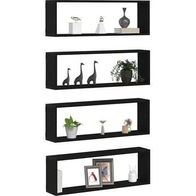 vidaXL Wandregal Set aus 4 Schwarze Eiche Holzwerkstoff - Wandregal Set vidaXL Wandregal Set aus 4 Schwarze Eiche Holzwerkstoff - Wandregal Set