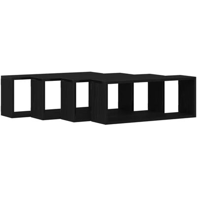 vidaXL Wandplanken Set uit 4 Zwarte Eiken Hoogwaardig Hout - Wandplanken vidaXL Wandplanken Set uit 4 Zwarte Eiken Hoogwaardig Hout - Wandplanken