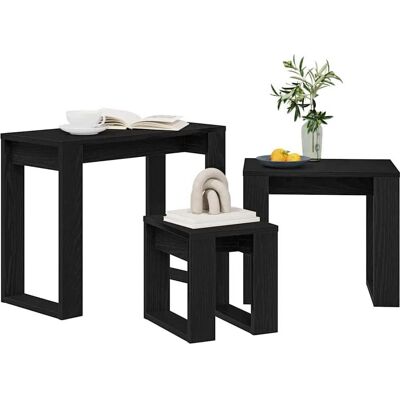 VidaXl Schwarze Eiche Nesting Tische Set VidaXl Schwarze Eiche Nesting Tische Set