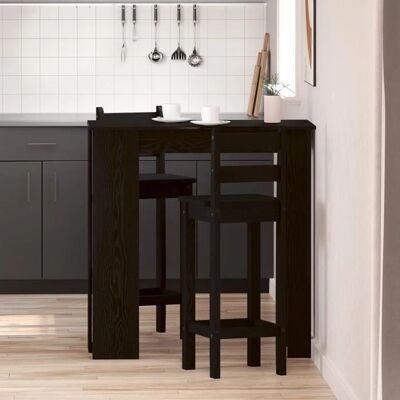 vidaXL Black Oak Rectangular Bar Table - Bar Table vidaXL Black Oak Rectangular Bar Table - Bar Table