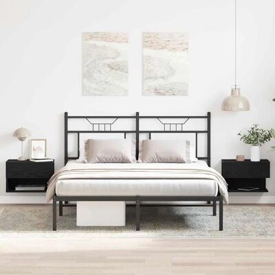 vidaXL Wandmontierter Nachttisch Schwarz Eiche MDF 46x30x30 cm - Nachttisch vidaXL Wandmontierter Nachttisch Schwarz Eiche MDF 46x30x30 cm - Nachttisch