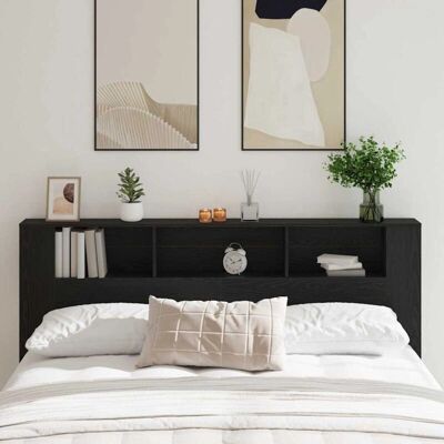 VIDAXL - Kopfteil King Size Schwarz Eiche 200x18,5x104,5 cm - Kopfteil VIDAXL - Kopfteil King Size Schwarz Eiche 200x18,5x104,5 cm - Kopfteil