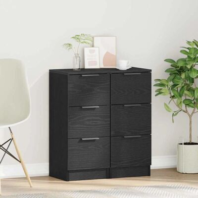 vidaXL Schwarze Eiche Modernes Rechteck Sideboard vidaXL Schwarze Eiche Modernes Rechteck Sideboard