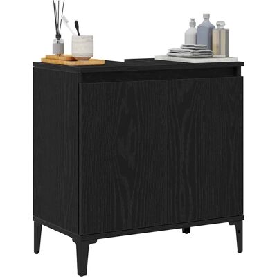 VidaXL Sort træ badeværelsesskab - 58x33x50 cm - Badeværelsesmøbler VidaXL Sort træ badeværelsesskab - 58x33x50 cm - Badeværelsesmøbler