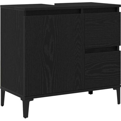 vidaXL Badezimmerkommode Schwarz Eiche Holzwerkstoff Modern Stauraum vidaXL Badezimmerkommode Schwarz Eiche Holzwerkstoff Modern Stauraum