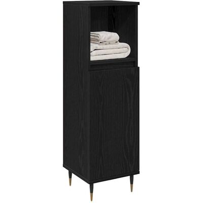 Vidaxl Black Oak Bathroom Cabinet 30x30x100 cm Modern Storage Vidaxl Black Oak Bathroom Cabinet 30x30x100 cm Modern Storage