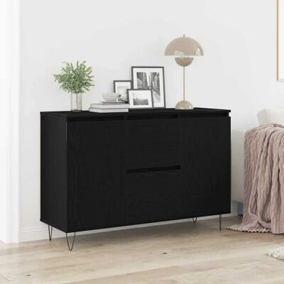 vidaXL Schwarzes Eichen Sideboard - Moderner Stauraum vidaXL Schwarzes Eichen Sideboard - Moderner Stauraum