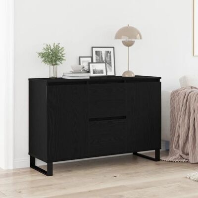 vidaXL Sideboard Schwarz Eiche MDF mit schwarzem Eichenfurnier Mittel Black - Sideboard vidaXL Sideboard Schwarz Eiche MDF mit schwarzem Eichenfurnier Mittel Black - Sideboard