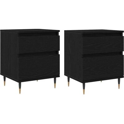 vidaXL Schwarzes Engineered Holz Nachttisch Set 2 - Nachttisch vidaXL Schwarzes Engineered Holz Nachttisch Set 2 - Nachttisch