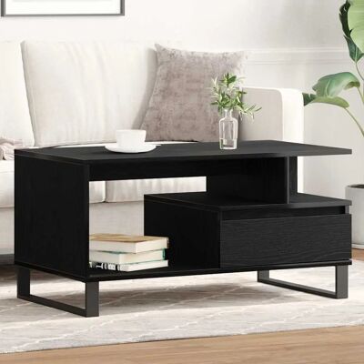vidaXL Schwarzer Eichencouchtisch - Modern, Strapazierfähig, Geräumig vidaXL Schwarzer Eichencouchtisch - Modern, Strapazierfähig, Geräumig